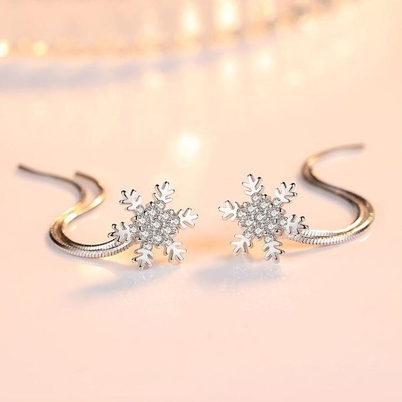 925 sterling silver Hollow Flowers Exaggerated Pop Earrings for women, J159 - Picture 3 of 6